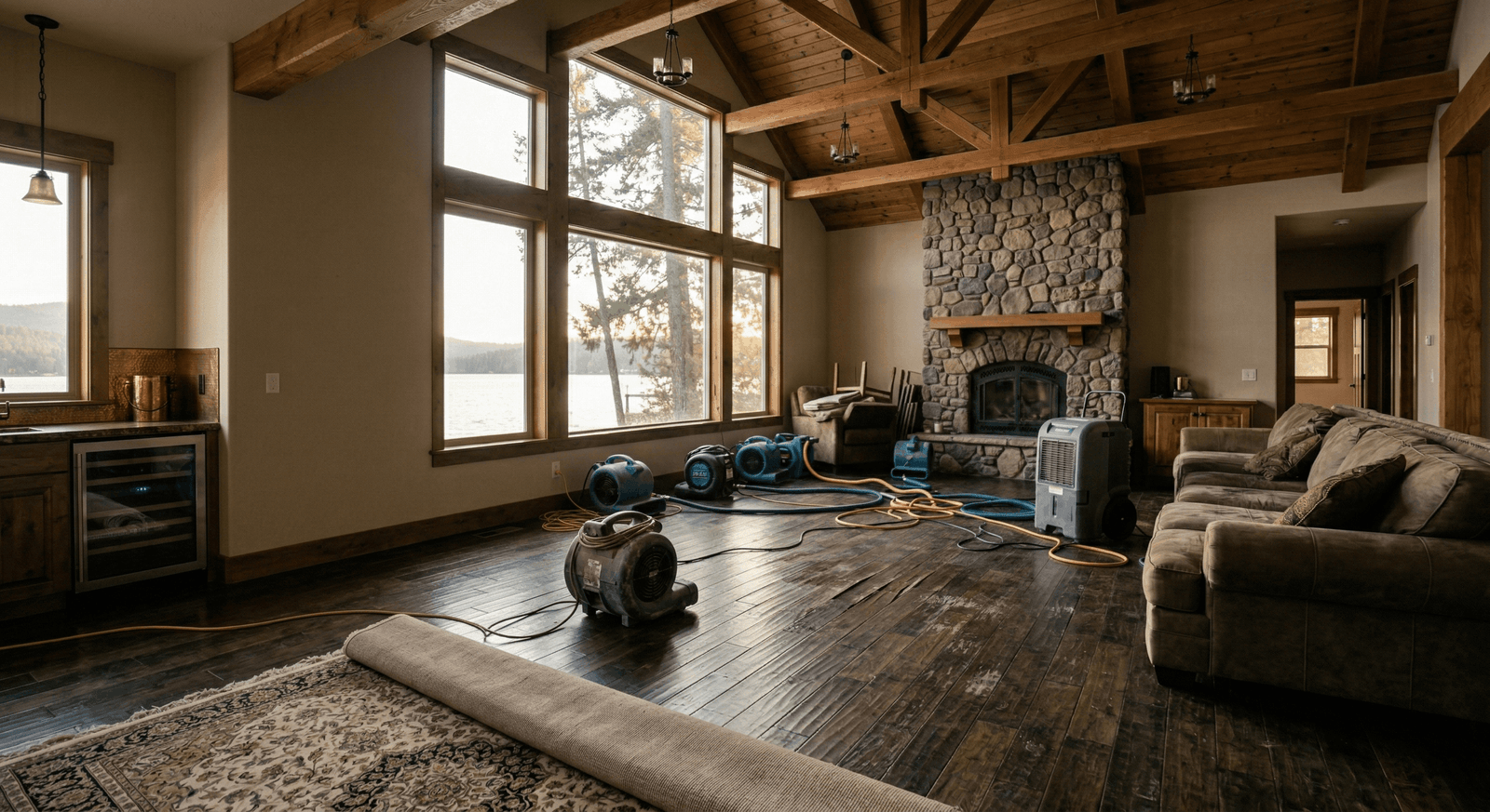 water damage restoration Sandpoint Idaho professional restoration equipment lake home